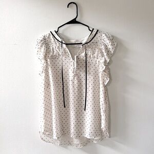 LOFT Small Spotted White & Black Blouse